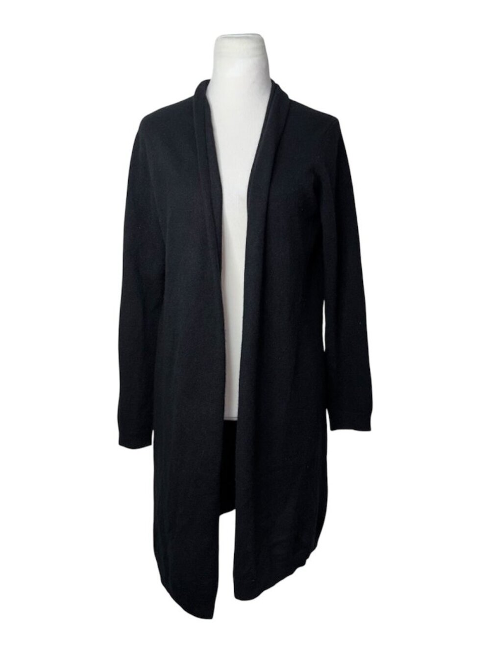 Sofia Cashmere Luxury Open Front Cardigan Sweater Black Size Large